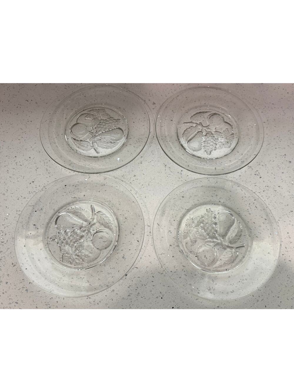 Set of 4 Vintage Imperial Glass Co 8" Intaglio Fruit Plates Embossed